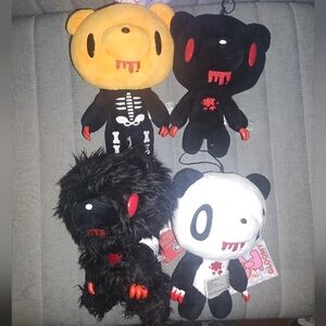 Gloomy Bear Plush Set -  Emo Black, White, Yellow